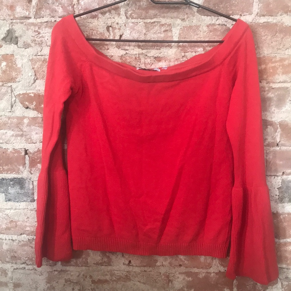 Bold red off the shoulder top